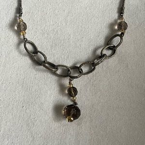 Silpada Engraved Sterling Silver Cascading Smoky Quartz Citrine Necklace N1454